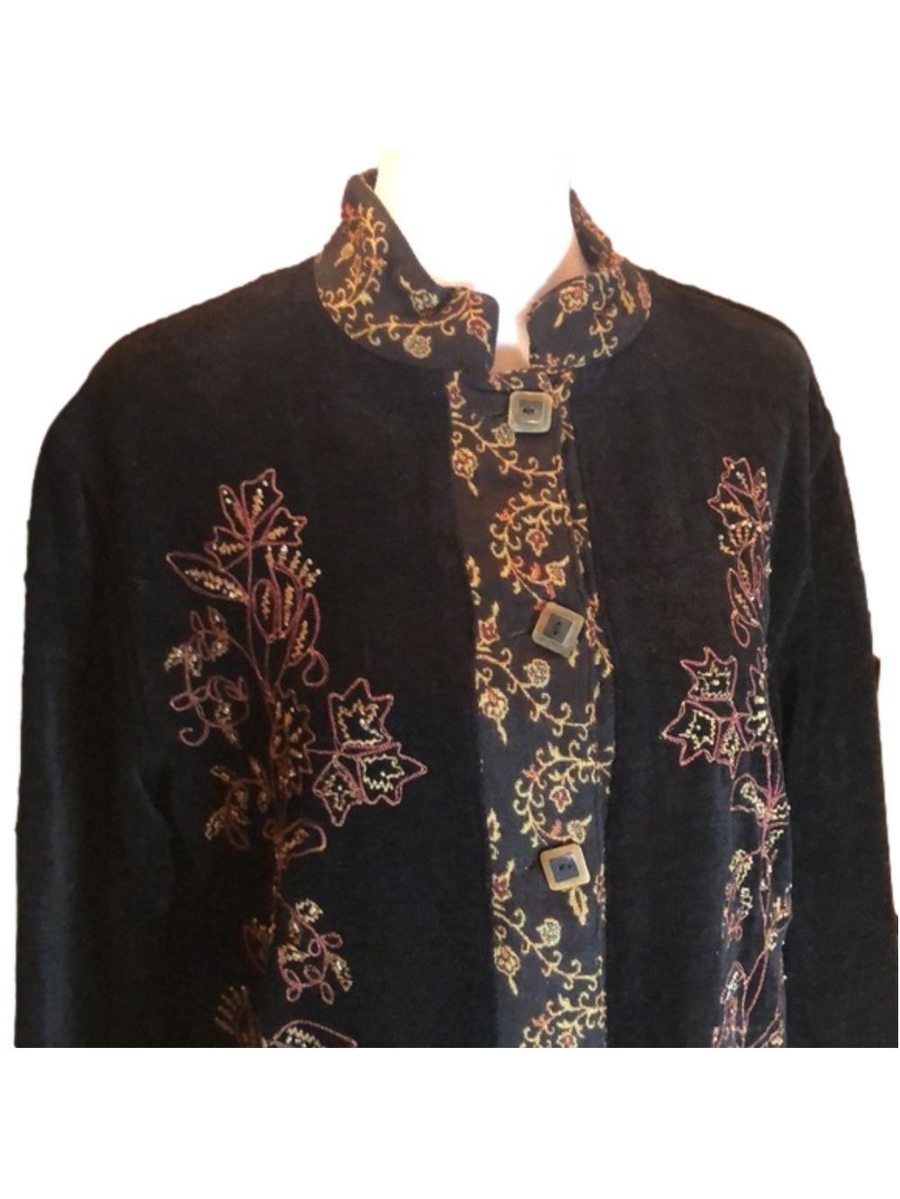 WHITE STAG Black Velvet Button Down Jacket Size S(4/6) - Picture 4 of 13
